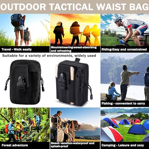 HTTDSLF Bolsa Cintura Táctica, Bolsa de Cintura Táctica, Bolso Cinturón Táctica Militar Compacta, para Acampar, Senderismo, Ciclismo, Escalada y Viajes, Poliéster - imagen 6