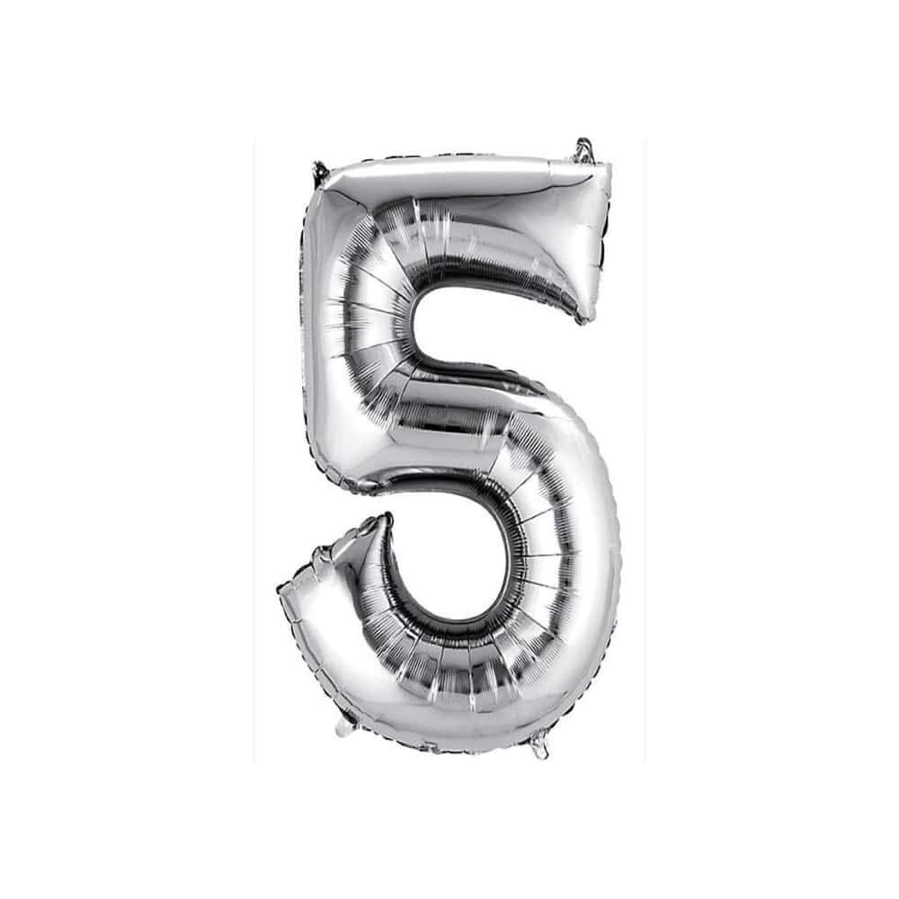 The Party Popper 40 Inch Number 5 Balloon Helium Foil Mylar Balloon for 5th Birthday Anniversary Decoration Number 5 Balloon for Girls Bday Decor (Coffee-5)