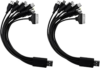 2 Pcs Multi Charging Cable 10 in 1 Universal USB Phone Charging Cables with Storage Bag Adapter Universal Multi-head Charger Micro USB Type C