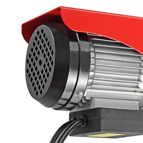 Partsam 440 lbs Lift Electric Hoist Crane Remote Control Power System, Zinc-Plated Steel Wire Overhead Crane Garage Ceiling Pulley Winch w/Straps (w/Emergency Stop Switch)