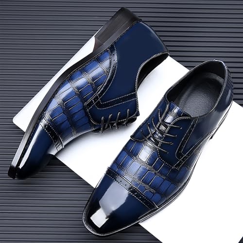 Men's Leather Printed Oxford Shoes Modern Lace Up Low Top Business Formal Derby Dress Shoes Wedding Brogue Work Shoes4