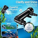 Flexzion Pond UV Lights for Outdoor Ponds - 9W Small Light, 2113-Gal Capacity, 1500L/H UV Pond Clarifier for Outdoor Ponds, Clears Water in Days (CUV-109A)