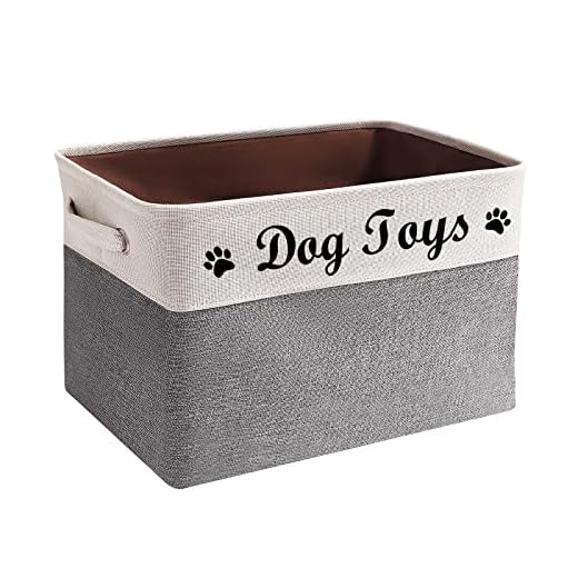 Tomlster Dog Toy Box Large - Dog Toy Basket, Collapsible, for Dog Toy Storage, Dog Toy Bin with Comfortable Handles, Suitable for Storage of dog toys, dog accessories - Grey
