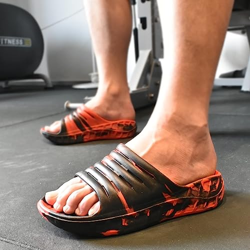 Image of GPOS Mens Sport Recovery Sandals Plantar Fasciitis Thick Cushion Slides Sandals Lightweight Comfort Orthotic Slippers