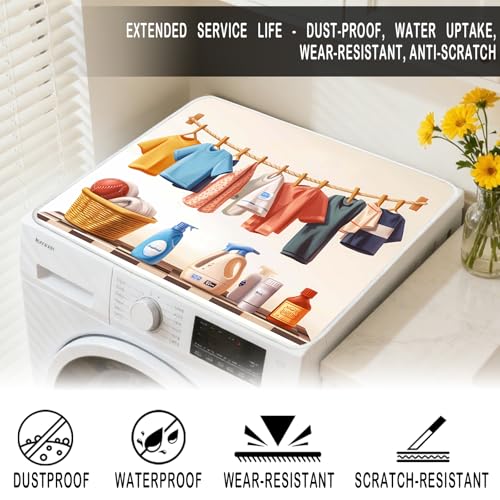 Image of Nuxovilar Boho Dryer Cover for Top 23.6x19.7in Polyester Mat | Dryer cover top boho protector mat laundry room kitchen utility area dust proof (Boho)