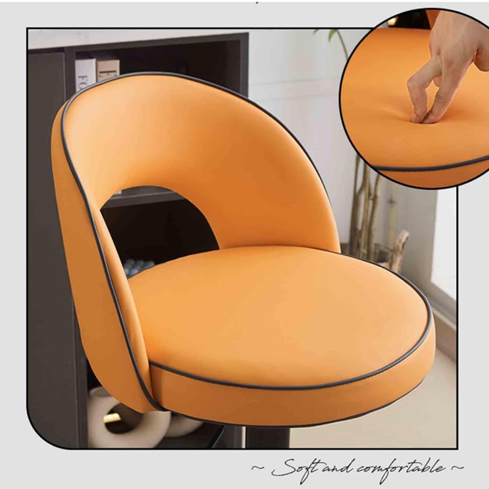 Silla de comedor giratoria de 360° con respaldo, altura ajustable, taburete alto para barra de desayuno, asiento tapizado de poliuretano, elegante y cómodo