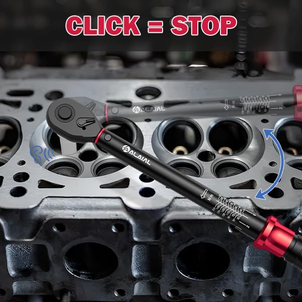 ALAIAL Torque Wrench 1/2 Inch and 3/8 Inch 20-220 Nm, 5-60 Nm Torque Wrench 12-Piece Set including Extension - Image 4