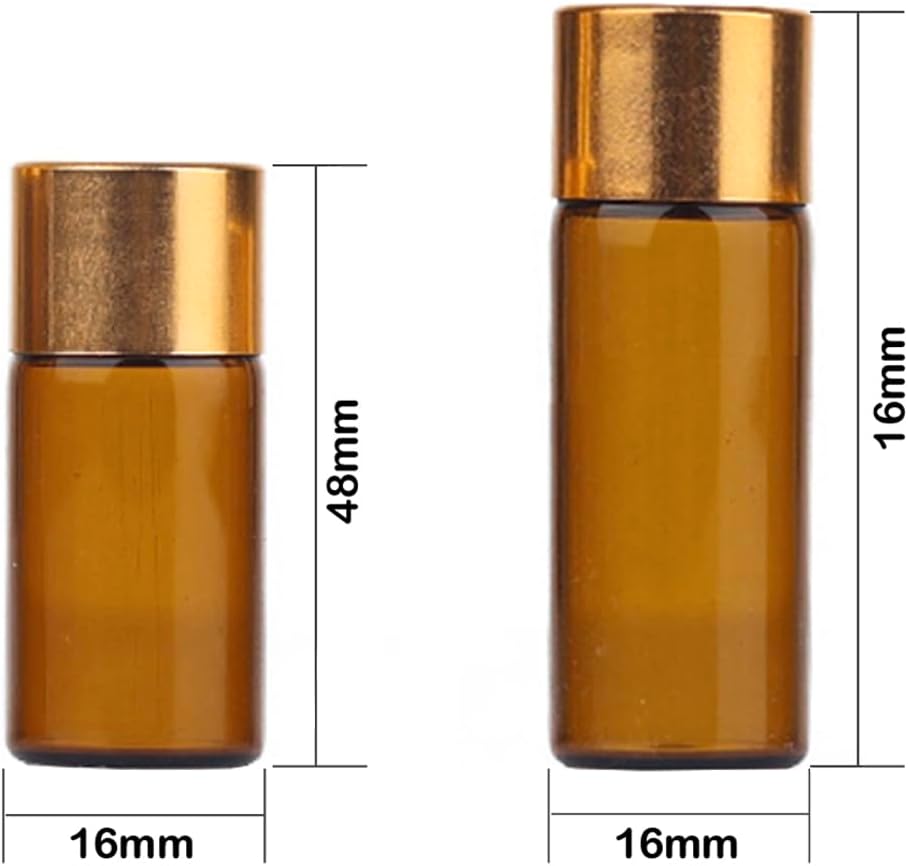 50Pcs 5ml Amber Mini Essential Oil Bottles Sample Bottles with Orifice Reducers and Gold Caps,3/5ml Amber Glass Bottles Vials,for Perfume Aromatherapy Cosmetic Oils Container