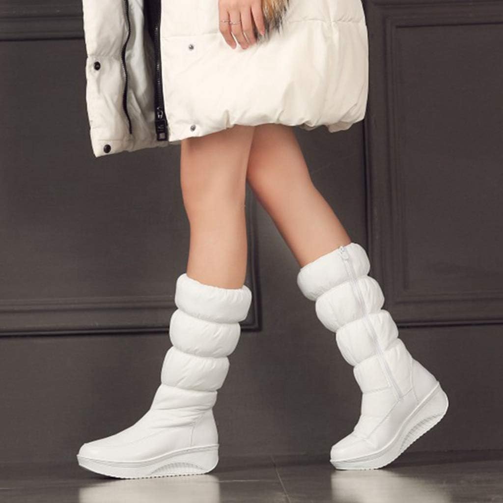 ZSQBQ Women Platform Snow Boots Comfort Warm Plush Lined Cold Weather Mid Calf Winter Boot