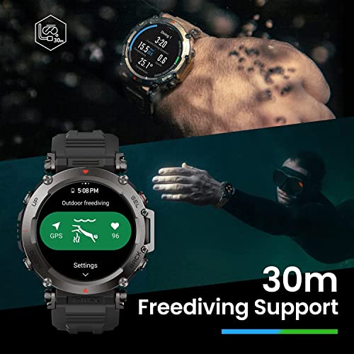 Amazfit T-Rex Ultra 47mm A2142 Smart Watch para homens, 20 dias bateria, 30m Freediving, Dual-Band G