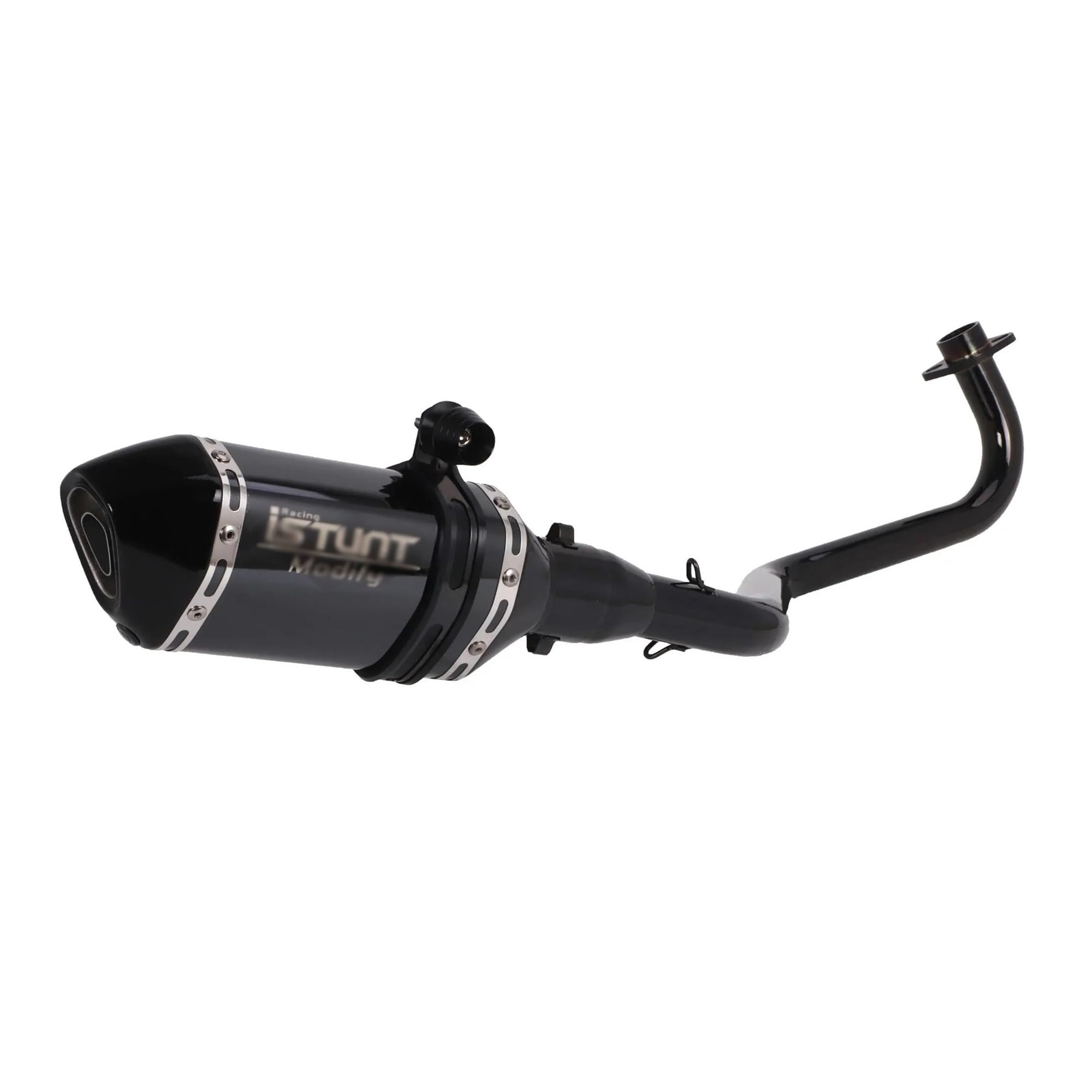 ISTUNT Black Front Exhaust Muffler Pipe For Honda Grom MSX125 (2013-2023) - Glossy Finish, 310mm