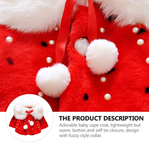 Amosfun Vermelho Moda Outono Inverno Peludo Colarinho Pára-Brisa de Algodão Casaco de Capa de Bebê M