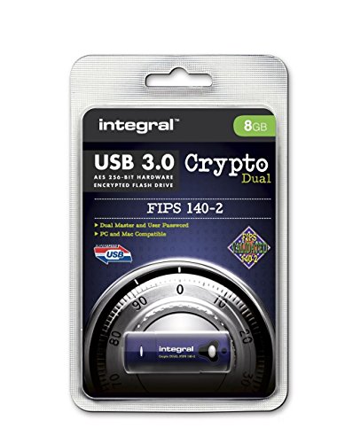 Integral Clé 8 Go USB 3.0 Crypto Dual Chiffrement Matériel AES-256 certifiée Fips 140-2