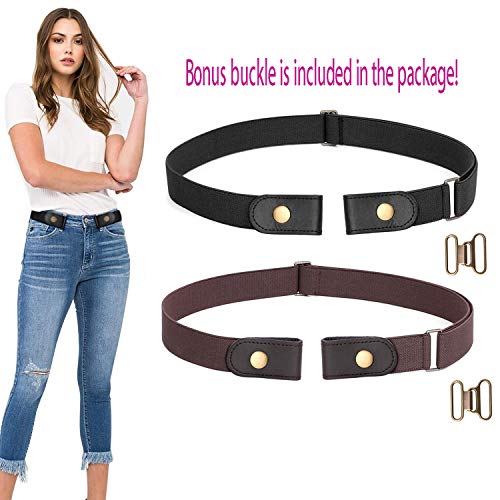 Image of WERFORU No Buckle Stretch Belt for Women and Men Elastic Waist Belt up to 72 Inches for Jeans Pants