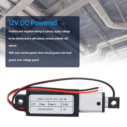 Elektrischer Mikro-Linearaktuator 12 V, Hub 10 Mm, 150 N Schubkraft, Sicherer Endschalter, Aluminiumrohr-ABS-Montageanschluss IPX4, für Medizinische Industrie-Landmaschinen