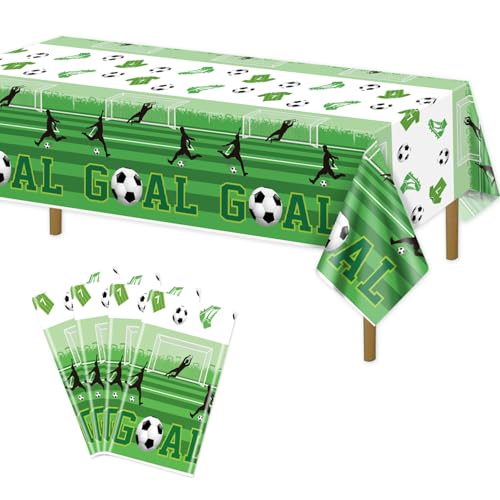 Hegbolke Lot de 4 nappes de fête de Football - Couverture de Table réutilisable sur Le thème du Football pour Les décorations de fête d'anniversaire pour...
