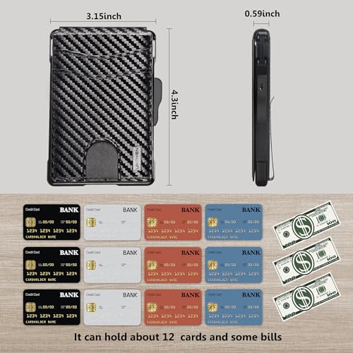 Image of umoven Wallet for Men - with Money Clip Slim Leather Slots Credit Card Holder RFID Blocking Bifold Minimalist Wallet