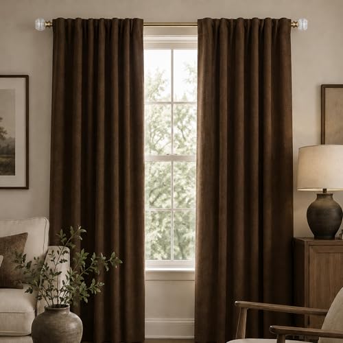 Image of Deco Window Adjustable Curtain Rod for Windows 44 to 120 Inch (Pack of 1) Extendable Heavy Duty 1 Inch Glass ball with Finials Wall Mounted Curtain Rods (Warm Gold)