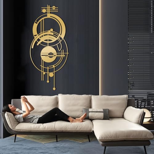 Grand art mural abstrait en métal noir : décoration minimaliste