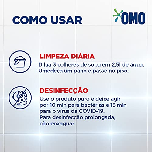 Desinfetante Uso Geral Lavanda Omo Frasco 1.75L Embalagem Econômica, OMO