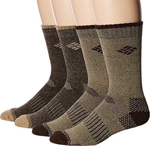 Columbia Lot de 4 chaussettes mi-mollet pour hommes, Khaki/Brun, 10-13