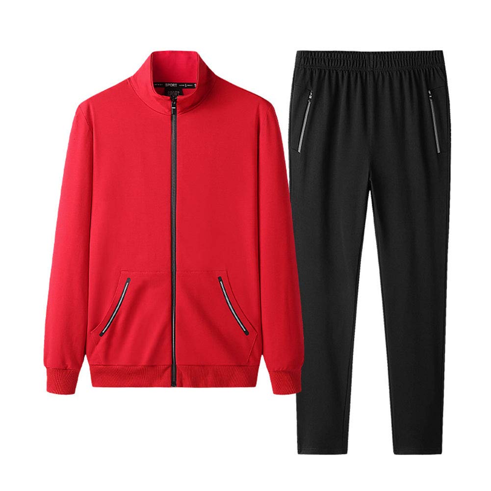 Męski dres treningowy stójka zamek błyskawiczny bluza z kapturem top i spodnie do biegania zestaw 2-częściowy dresowy spodnie strój na siłownię, do biegania, turystyki