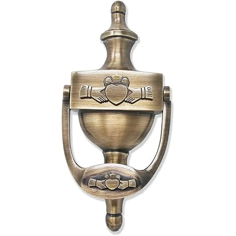 Exclusively Irish Claddagh Door Knocker for Front Door Celtic Brass Knocker Welcome Gift for Home 8'' (Antique Brass) Cover