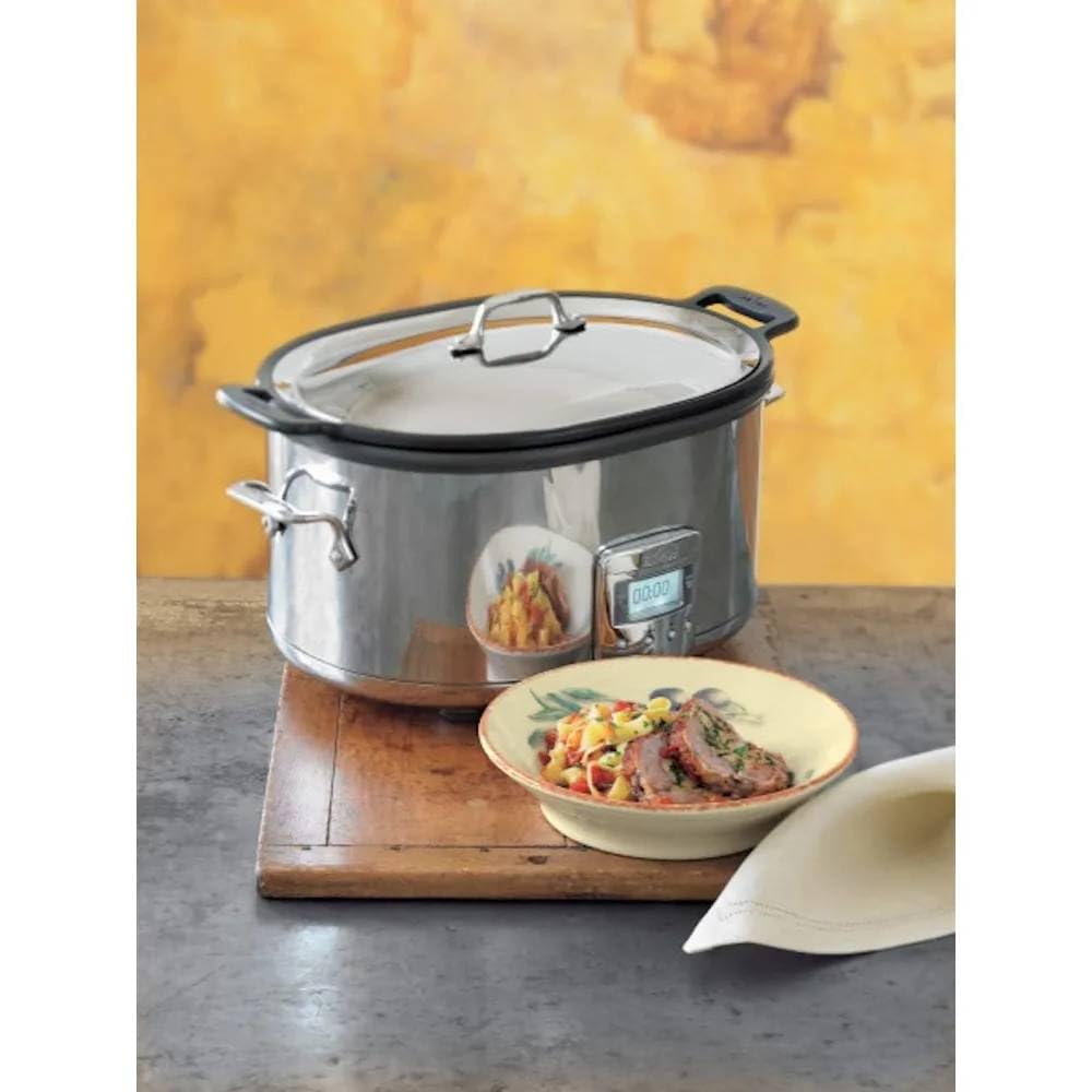 ‚7-Quart Stainless Steel Electric Slow Cooker: Programmable LCD Timer & Removable Aluminum Insert for Effortless Cooking-image-47