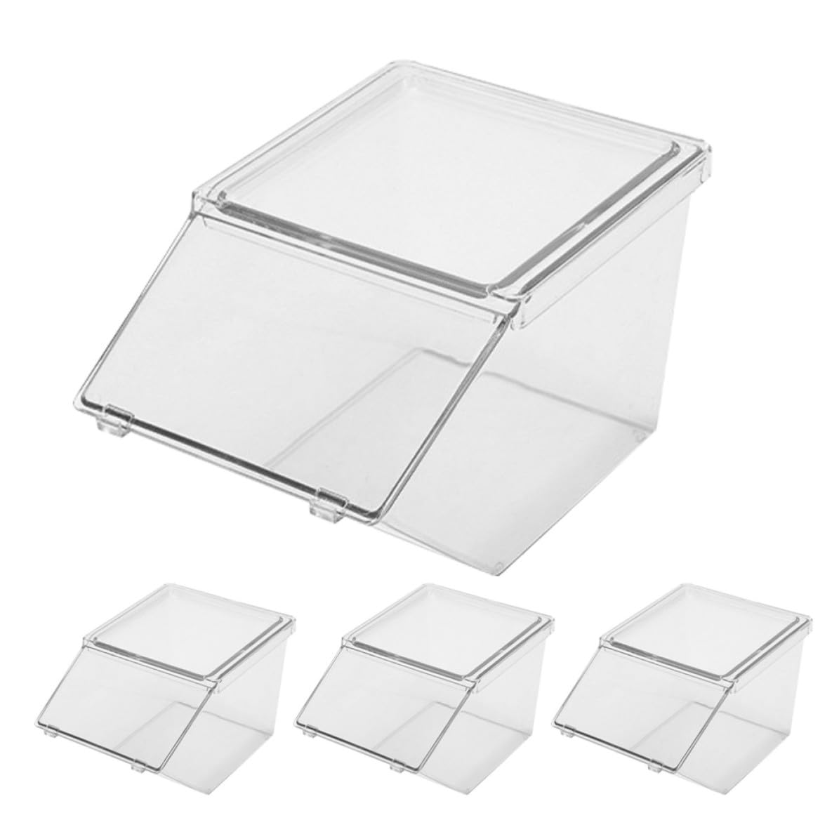 Acryl Teebeutel Organizer 4er Set mit Deckel Stapelbarer Kaffeebohnenhalter für Küche und Büro mit Glatter Oberfläche zur Aufbewahrung von Gewürzpäckchen