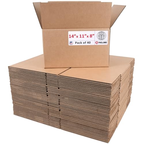 Image of Medium Cardboard Boxes 14 inchL x 11 inchW x 8 inchH (Pack of 40) - USA-Made Packing Boxes for Moving, Shipping, or Storage - USPS, UPS, FedEx Approved - Professional Packing Supplies for Moving | USA-Made Packing Boxes for Moving, Shipping, or Storage - USPS, UPS, FedEx Approved - Professional Packing Supplies