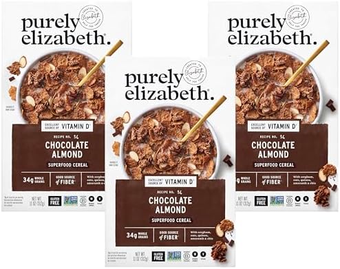 PURELY ELIZABETH Chocolate Almond Superfood Cereal, 11 OZ (Pack of 3)