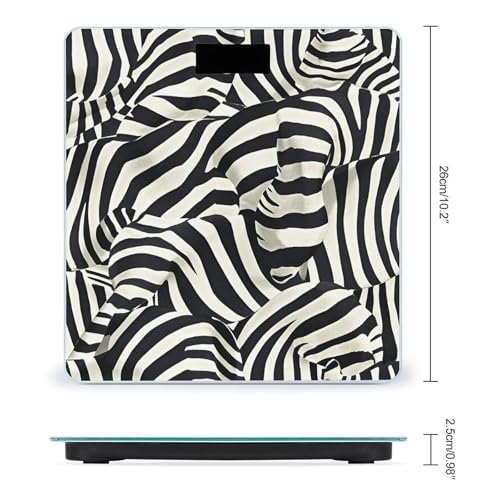 Báscula digital para baño con diseño rayas negro y blanco miniatura 2