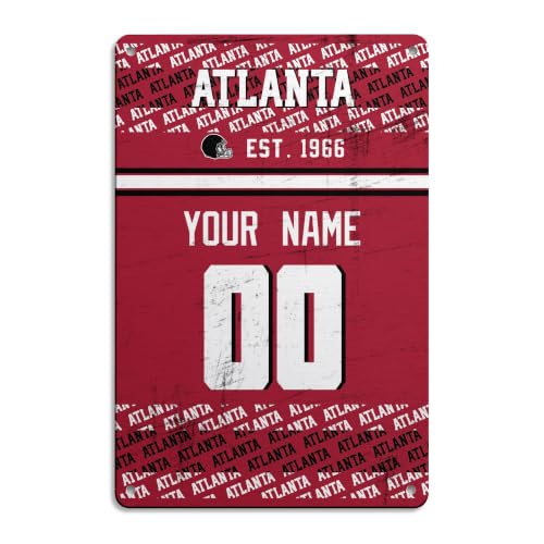 Image of Atlanta Metal Sign for Outside Custom Name and Number Gifts