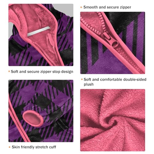 GuoChe Black Plaid Scotland Purple Baby Girl Fleece Jacket3