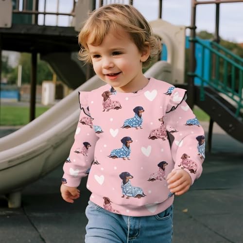 Sweatshirt for Girls 1-8 Years Old Long Sleeve Ruffle Shoulder Tee Tops for Kids Casual Crewneck Pullover Top4
