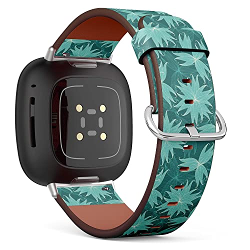 CJBROES Replacement Leather Watch Band, Compatible with Fitbit Versa 3 and Fitbit Sense of Wristband Bracelet Accessory - Delicate Floral