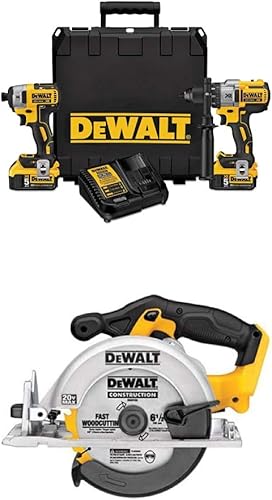 DEWALT DCK299P2 20V MAX XR - Kit combinado de taladro martillo y destornillador de impacto de alta calidad, 5.0 Ah con sierra circular