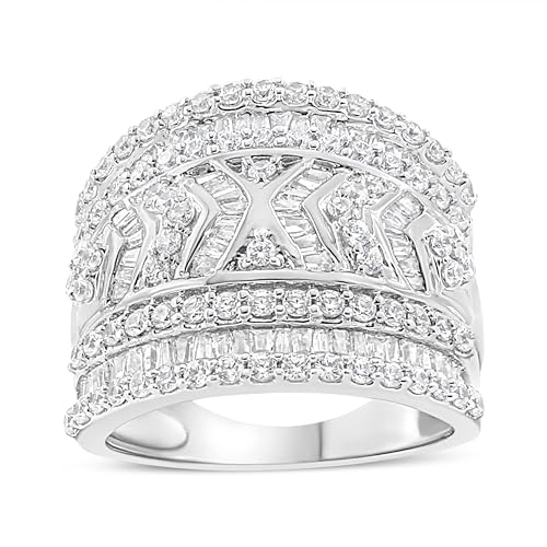 Haus of Brilliance .925 Sterling Silver 2.0 Cttw Diamond Edge Multi-Row Ring Band (J-K Color, I3 Clarity) - Ring Size 7