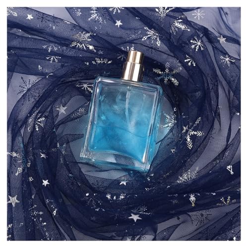 AMateschitz Tela de malla con copos de nieve, tela de malla transparente para Navidad, estampado de copos de nieve, tela de tul con purpurina, tela decorativa para bodas, cumpleaños, fiestas,