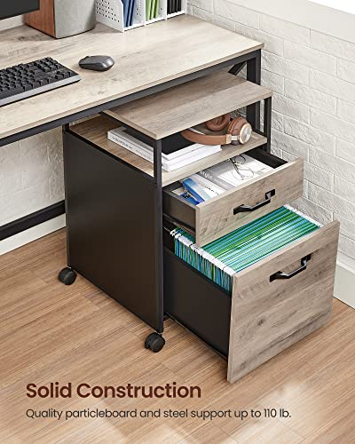 VASAGLE File Cabinet, Mobile Filing Cabinet with Wheels, 2 Drawers, Open Shelf, for A4, Letter Size, Hanging File Folders, Heather Greige and Ink Black UOFC071B02 - Image 8