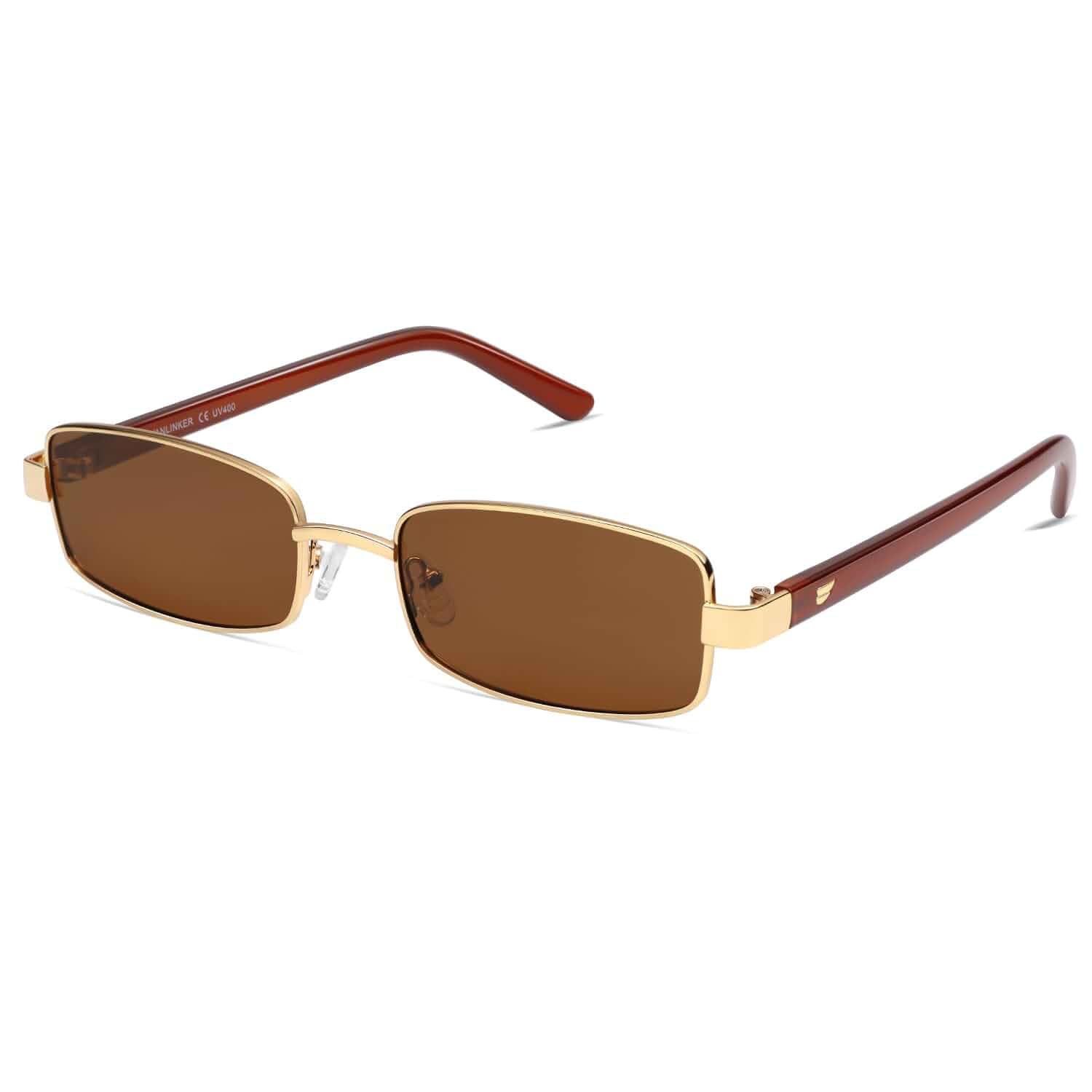 VANLINKER Retro Rectangle Polarized Sunglasses for Women Men Small 90s Vintage Trendy Slim Narrow Rectangular Frame VL9684