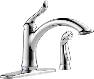 Delta Faucet Linden Single-Handle Kitchen Faucet with Side Sprayer, Chrome Kitchen Sink Faucet, Kitchen Faucet with Sprayer, Chrome 4453-DST
