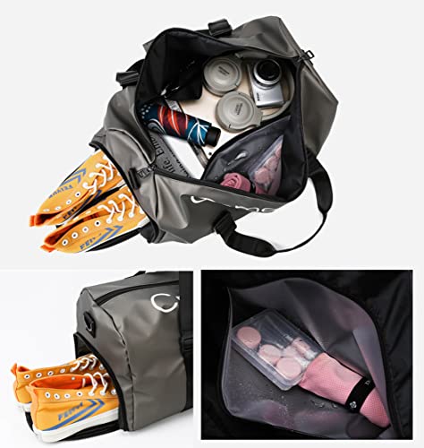 Waterproof Gym Bag Sports Duffle Bag Travel Duffle Bag with Dry & Wet Shoes Compartments Lightweight Overnight Holdall Bag Large Capacity Shoulder Bag For Swimming Sports Traveling Yoga Hiking Camping - Image 3