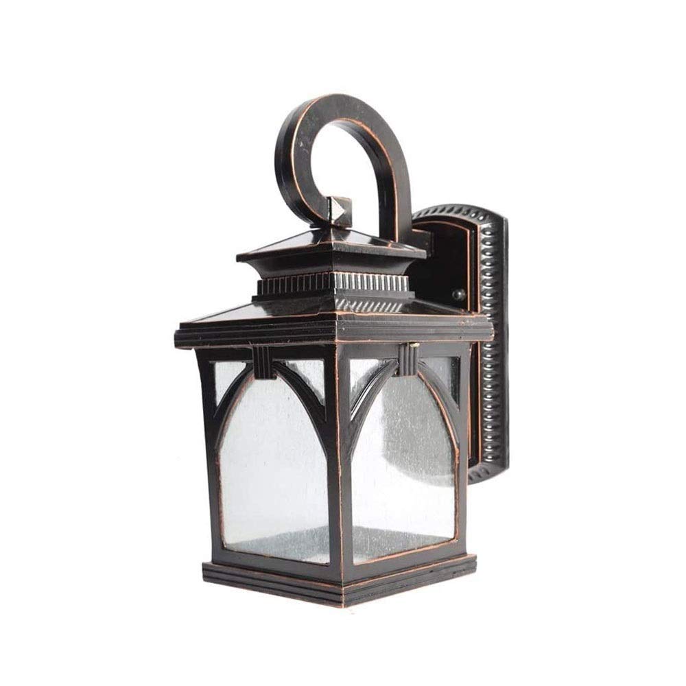 ZFPKXHVMG Outdoor Wall Lamp, Outdoor Wall Lamp Glass Lantern E27 Black 19x30cm