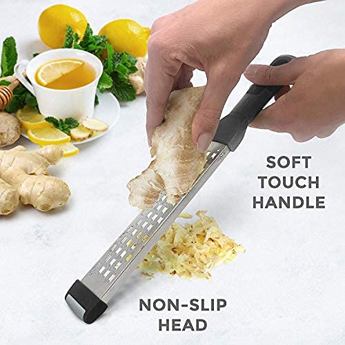 Mueller Ultra Bi-Directional Citrus Zester & Cheese Grater — Parmesan Cheese Lemon, Ginger, Garlic, Nutmeg, Chocolate, Vegetables, Fruits – 18/10 Razor-Sharp Stainless Steel Blade Wide Dishwasher Safe #TOP5