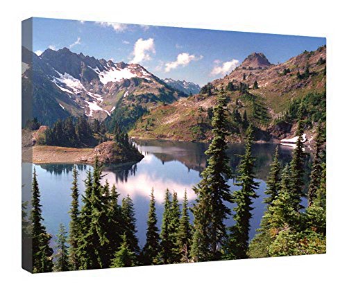 Toile Heart Lake montagnes olympiques 40x50cm pour habiller un mur vide sans percer