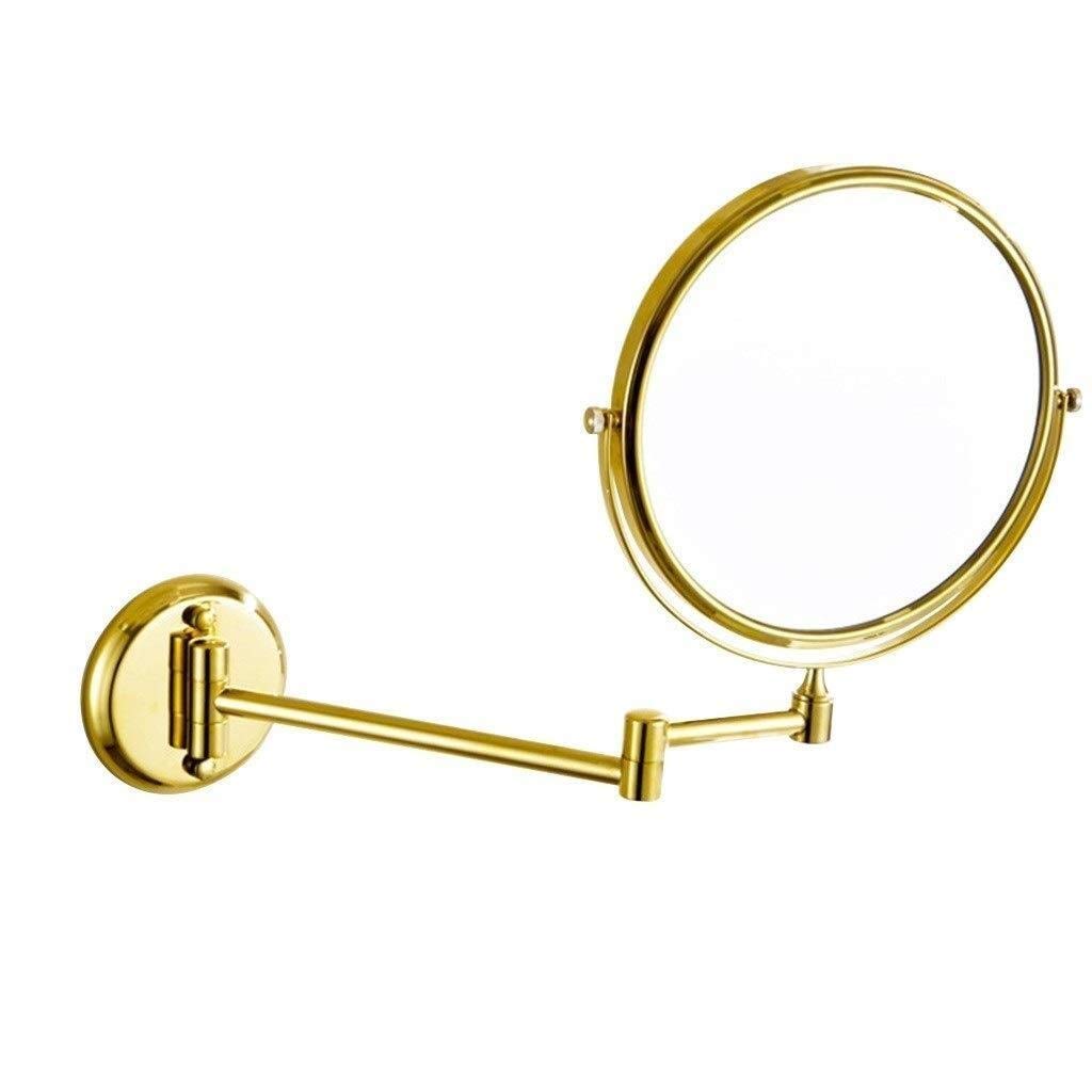 Miroir de maquillage mural doré double face grossissant 3X pour salle de bain chic