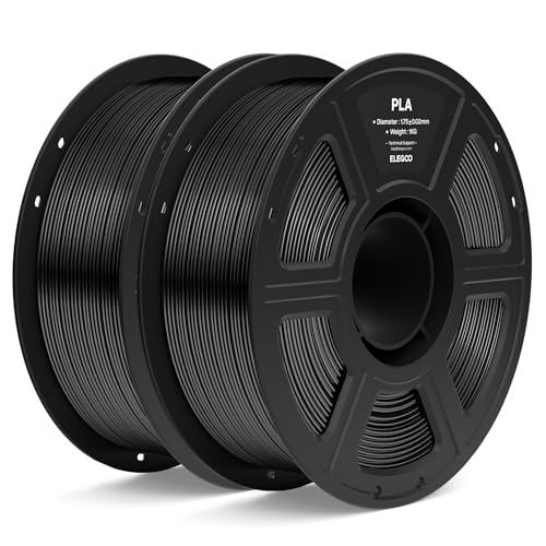 Image of ELEGOO PLA Filament 1.75mm Black 2KG, 3D Printer Filament Dimensional Accuracy + /- 0.02mm, 2pcs 1kg Spool(2.2lbs) Fit Most FDM 3D Printers