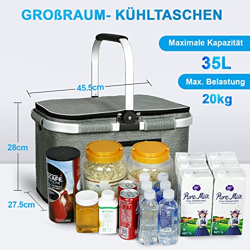 Thermo-Einkaufskorb Liqingg 35L Kühltasche für Picknick und Reisen