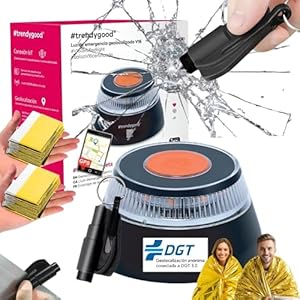 Luz Emergencia V16 Homologada Dgt Con Geolocalización, Baliza Emergencia V16 Homologada Dgt, Euro Light V16 Dgt 3.0 + Martillo Emergencia Rompe Cristales Y Doble Manta Térmica